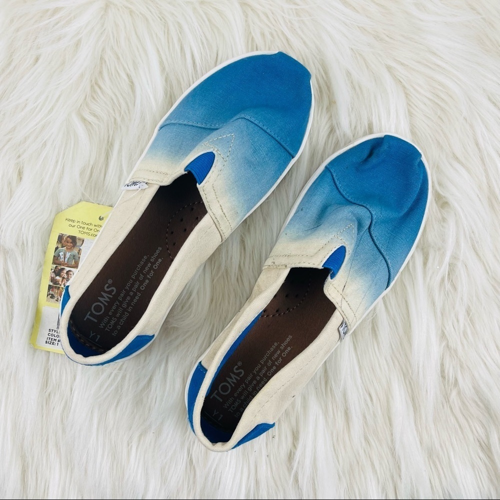 Youth Toms Classic Cobolt Dip Dye Slip On Shoes Size 1 US! - Picture 6 of 10